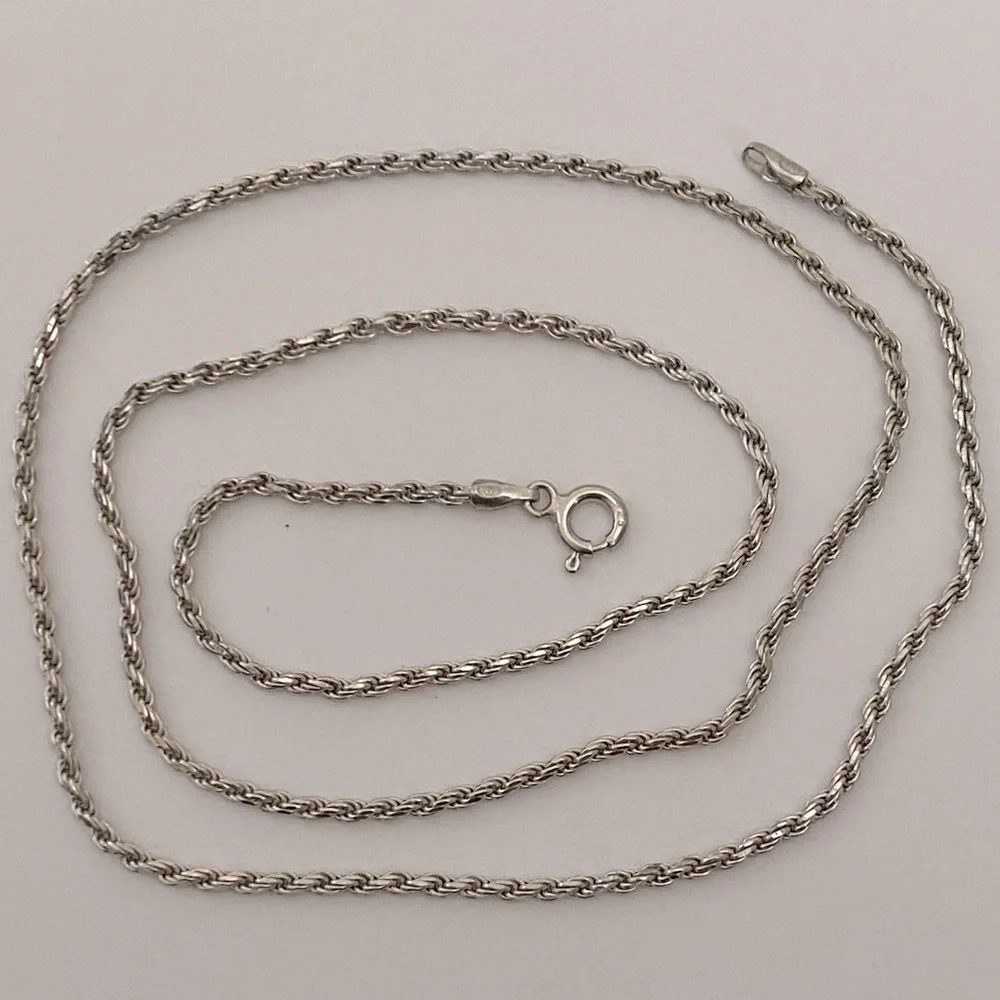 925 silver 19.5” 2mm rope chain necklace 19.5 inches Unisex